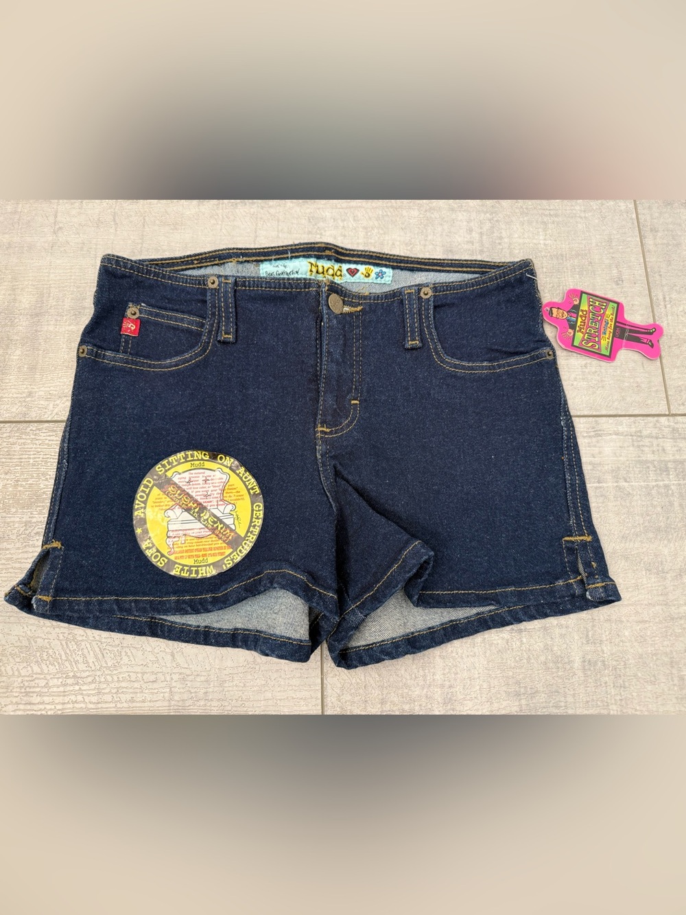 NWT Y2K Mudd Dark Wash Denim Shorts Size 11 Juniors / Women's New Vintage Stock
